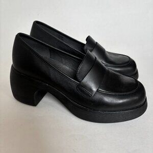 Camper Thelma Loafers Black 39 8.5 Leather Short Heel Work Office Loafer Preppy